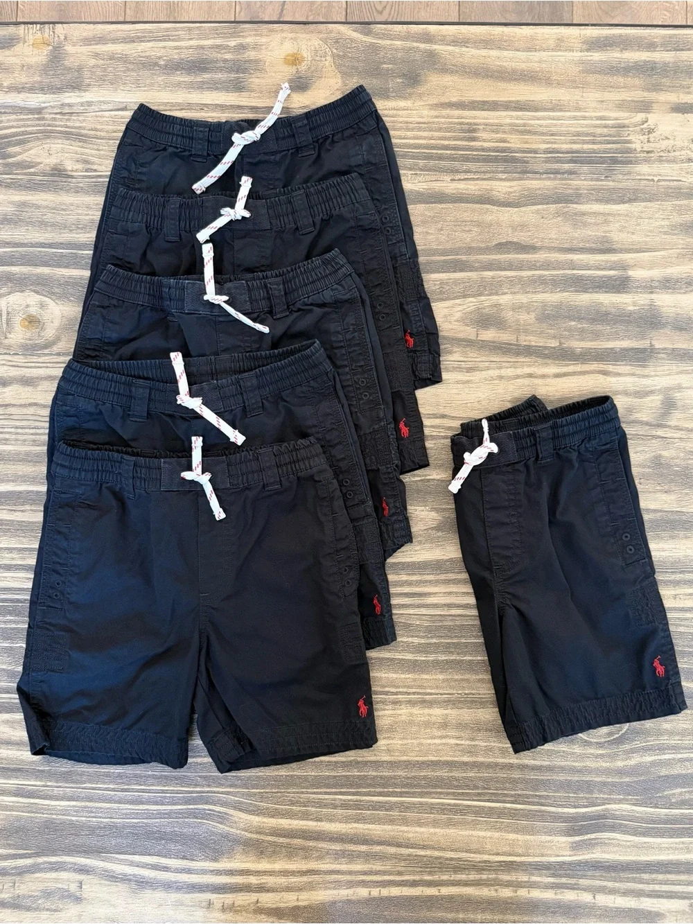Ralph Lauren Kids Cotton Drawstring Shorts with Red Polo Logo (Bundle of 6)